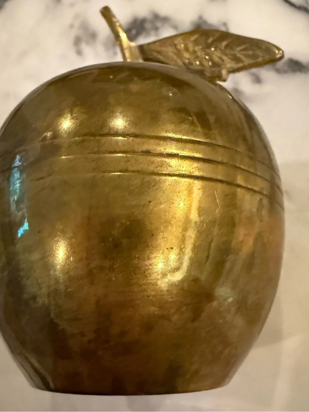 Vintage solid Brass Apple Paperweight - Mid Century Modern Desk Decor